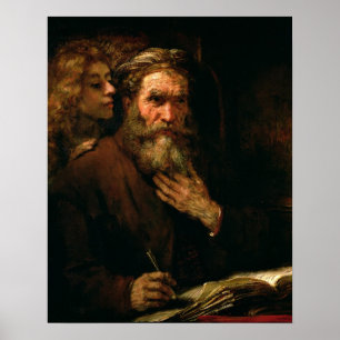 St Matthew och ängeln, 1655-60 (olja på kanfas) Poster
