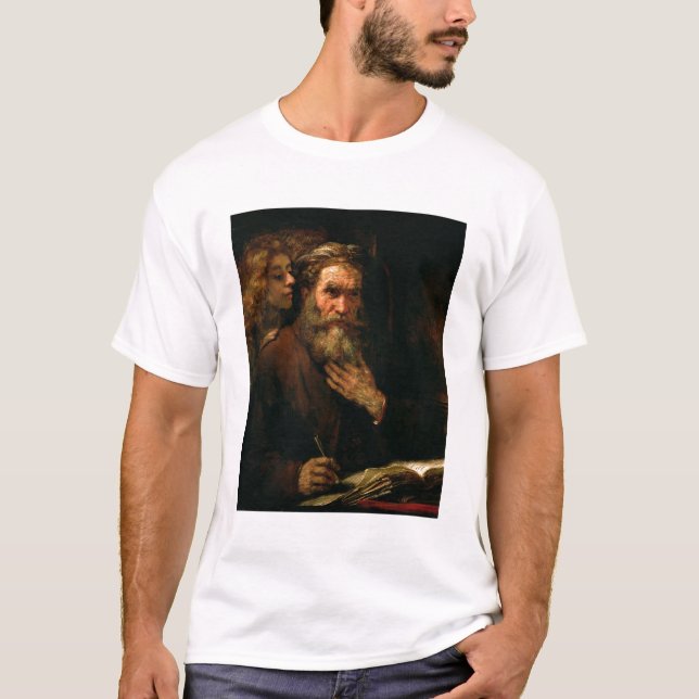 St Matthew och ängeln, 1655-60 (olja på kanfas) T-shirt (Framsida)