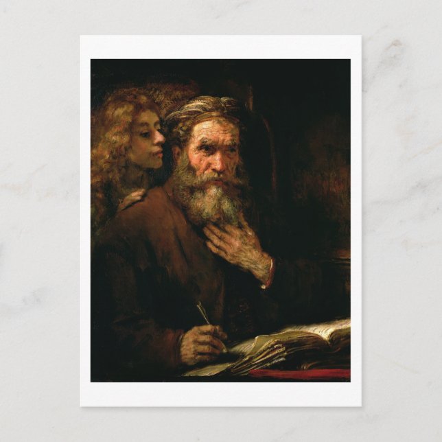 St. Matthew och The Angel, 1655-60 (olja på arbets Vykort (Framsida)