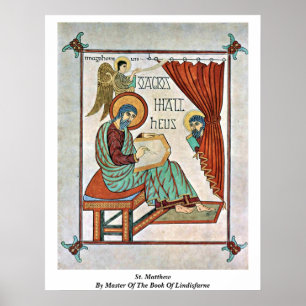 St Matthew vid ledar- av boken av Lindisfarne Poster