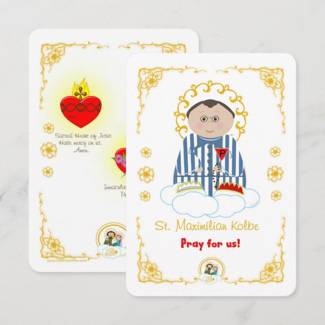 St. Maximilian Kolbe Heliga Card Inbjudningar (Fram/baksida)