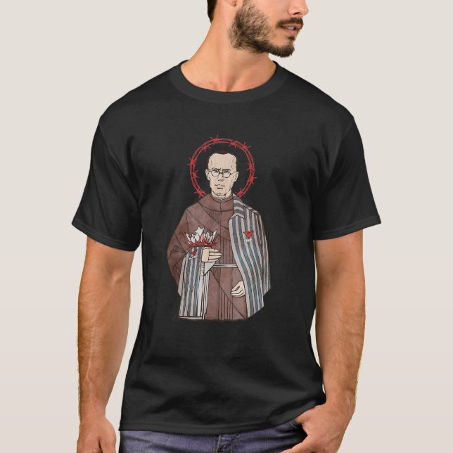 St Maximilian Kolbe Two Krona-katolska Saint T Shirt (Framsida)