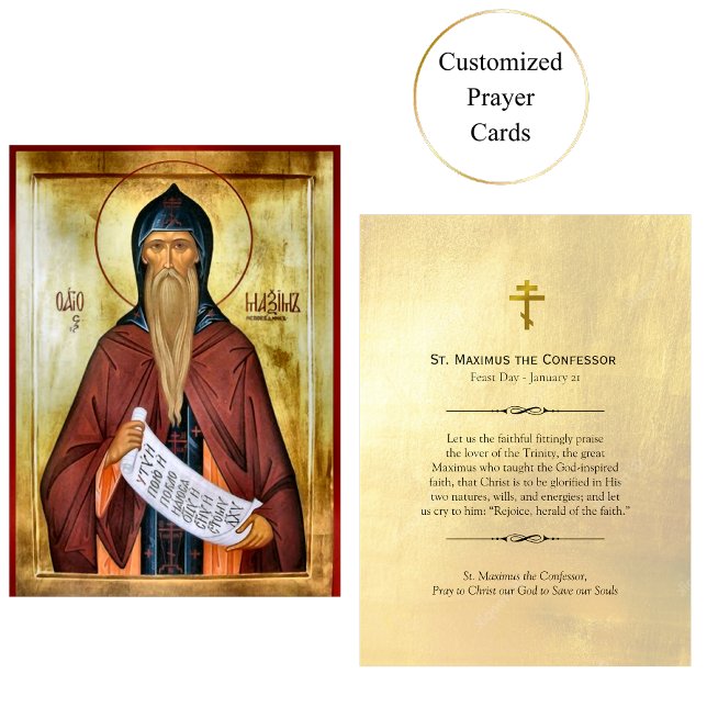 St. Maximus the Confer Orthodox Prayer Card Placeringskort (Skapare uppladdad)