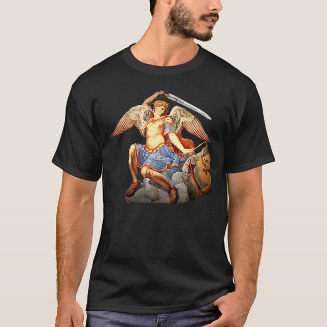 St Michael Archangel Angel katolik T-Shirt 2 (Framsida)