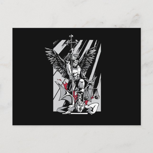 St Michael Archangel Evil Religion Faith Believer Vykort (Framsida)