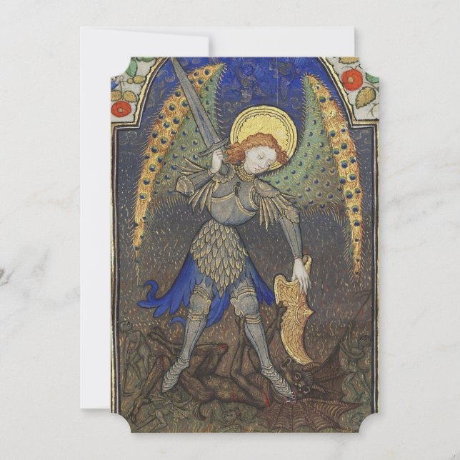 St. Michael Archangel med Djävulen Prayer Card Inbjudningar (Framsida)