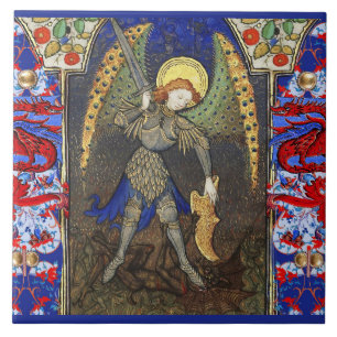 St. Michael Archangel med Djävulen, Red Dragons Kakelplatta