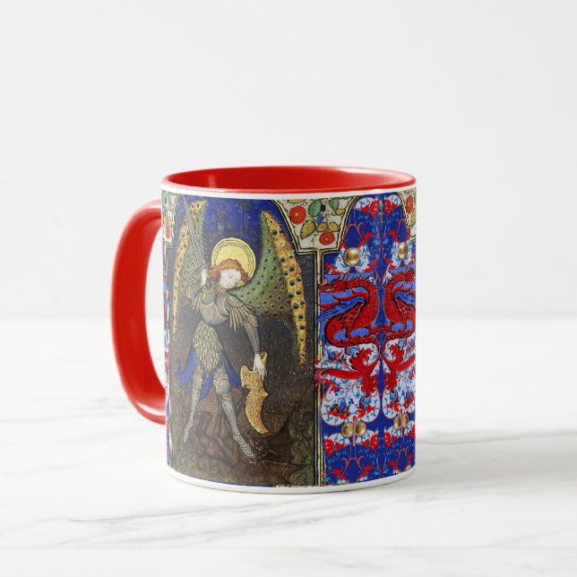St. Michael Archangel med Djävulen, Red Dragons Mugg (Framsida vänster)