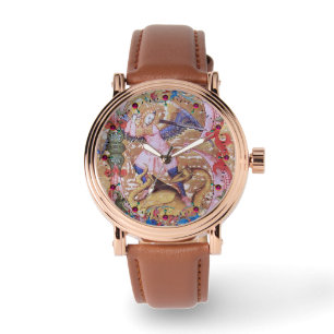 St. Michael Archangel och Dragon Antique Blommigt Armbandsur