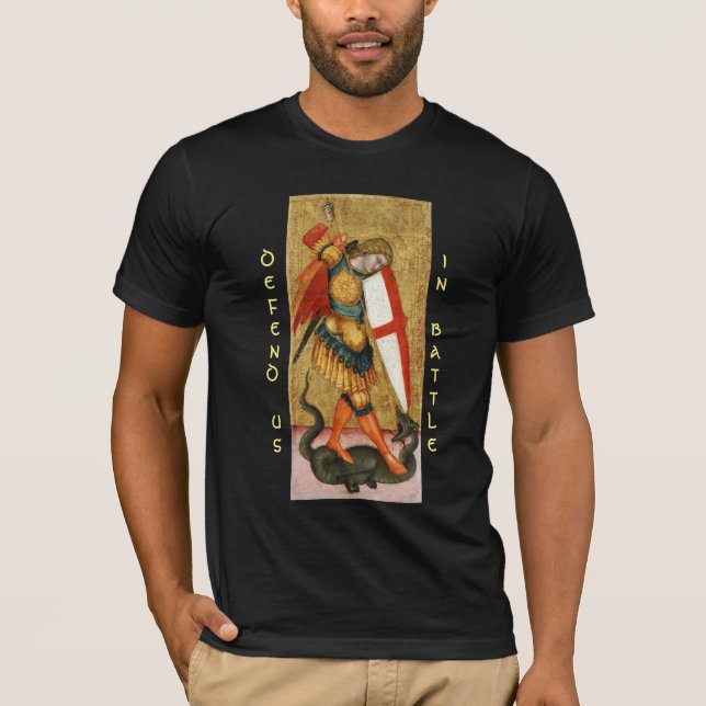 St. Michael Archangel och Dragon Sienese Black T Shirt (Framsida)