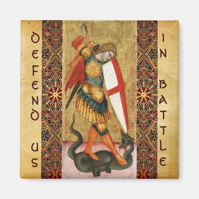 St. Michael Archangel och Dragon Sienese Magnet (Framsidan)