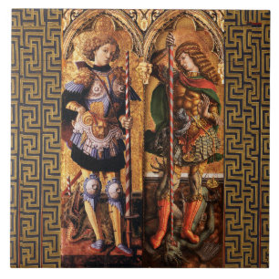 St. Michael Archangel och Saint George med Dragon Kakelplatta