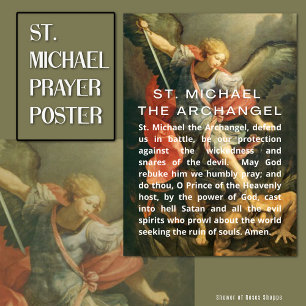St. Michael Archangel Prayer med vit text Poster