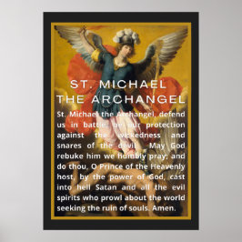 St. Michael Archangel Prayer med vit text Poster