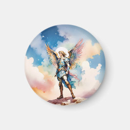 St Michael Archangel round magnet