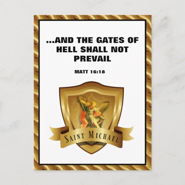 St. MICHAEL ARCHANGEL SCRIPTURE BIBLE VERSE Postca Vykort (Framsida)