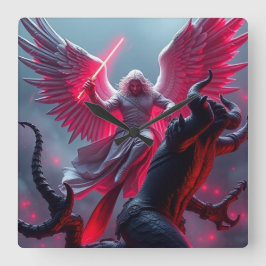 St. Michael Archangel Slays Dragon Wall Cl Fyrkantig Klocka