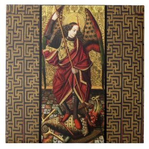 St. Michael Archangel som försvarar Djävulen Kakelplatta
