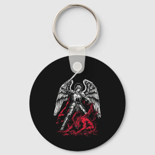 St Michael Ärkeängel Besegrar Satan Katolsk Nyckelring