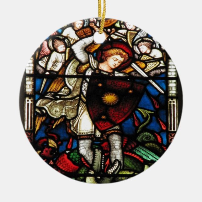 ST MICHAEL ÄRKEÄNGEL JULGRANSPRYDNAD KERAMIK (Framsidan)