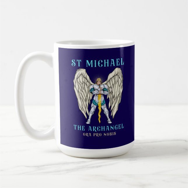 St Michael Ärkeängel Katolsk Bön Kaffemugg (Vänster)