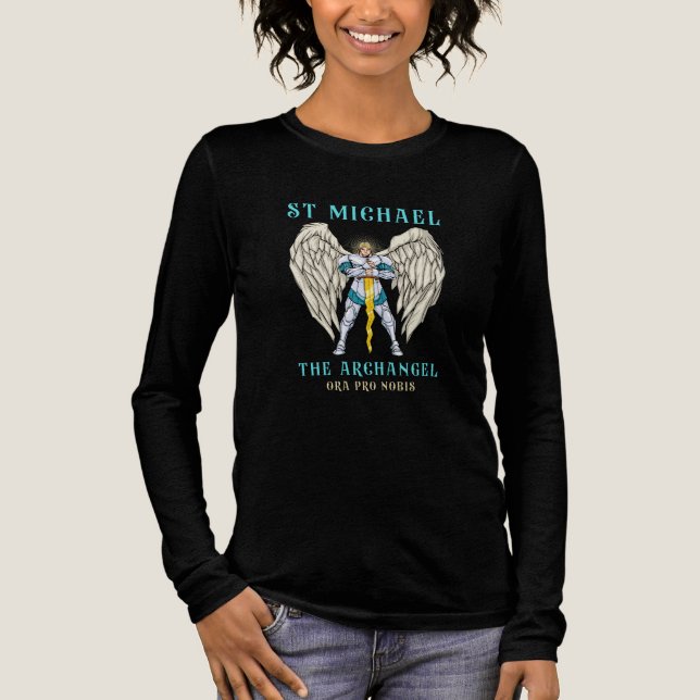 St Michael Ärkeängel Katolsk Bön T Shirt (Framsida)