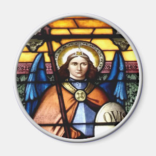 St Michael ärkeängelmålat glassfönstret Magnet
