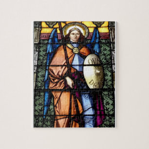 St Michael ärkeängelmålat glassfönstret Pussel