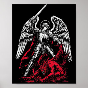 St Michael Ärkeängeln Besegrar Satan Katolsk  Poster