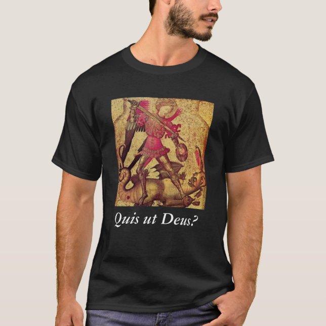 St Michael ärkeängeln: Quis ut Deus? T-shirt (Framsida)