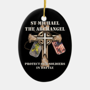 St Michael ärkeängeln - skydda våra soldater Julgransprydnad Keramik