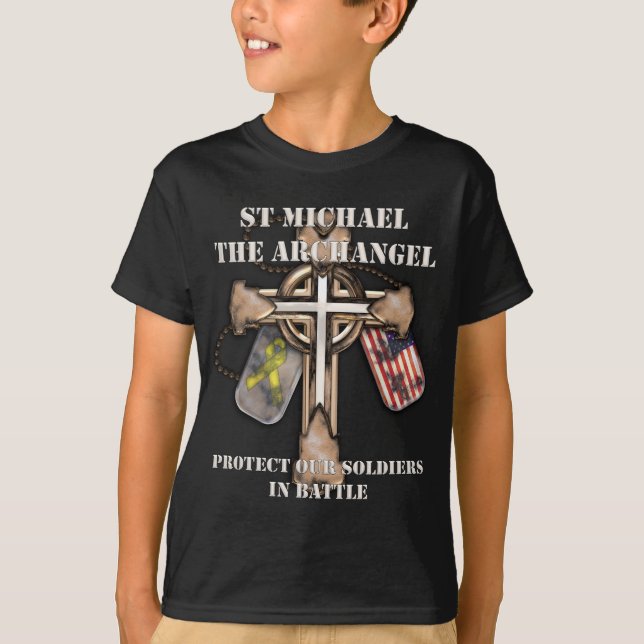 St Michael ärkeängeln - skydda våra soldater Tee (Framsida)