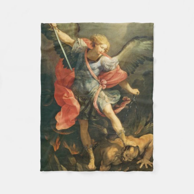 St Michael ärkeängeln som besegrar djävulen Fleecefilt (Framsidan)