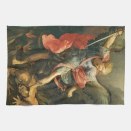 St Michael ärkeängeln som besegrar djävulen Kökshandduk