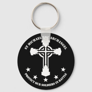 St Michael ärkeängeln - vit stencilerar Nyckelring