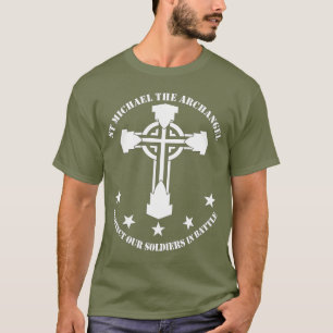 St Michael ärkeängeln - vit stencilerar Tee Shirt