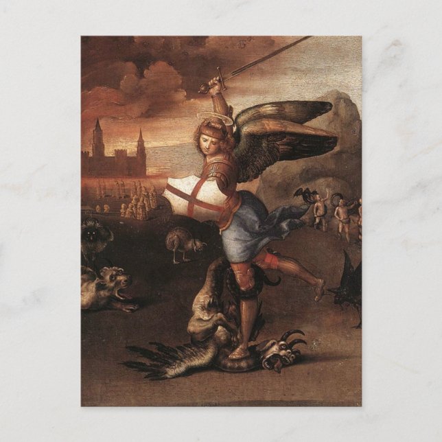 St. Michael av Raphael Postcard Vykort (Framsida)