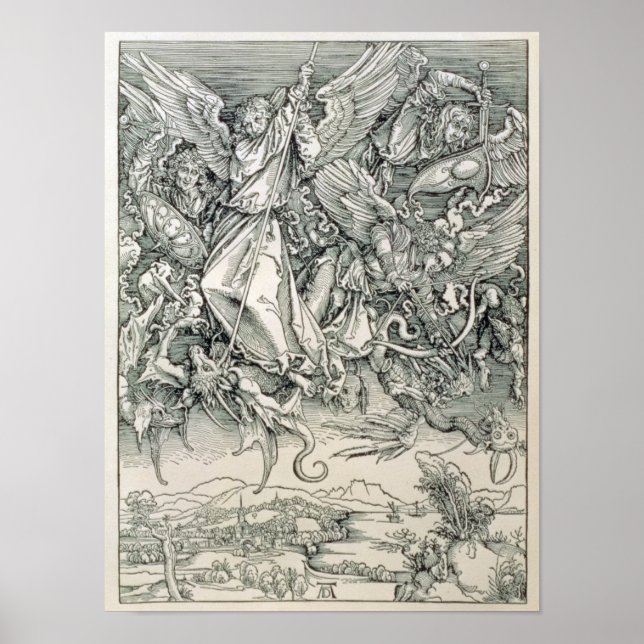 St. Michael Battling med Dragon Poster (Framsidan)