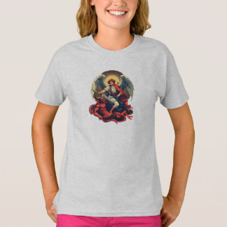St Michael Besegrar Djävulens Flicktröja T Shirt