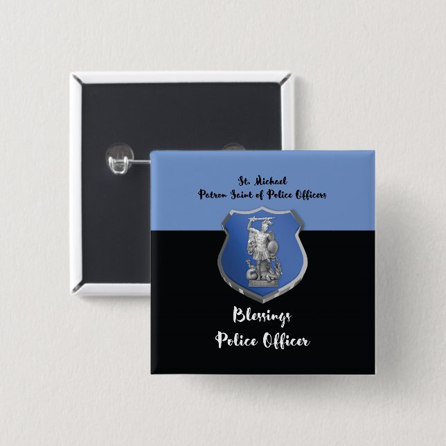 St. Michael Blessings till ny polis Knapp (Framsida & baksida)