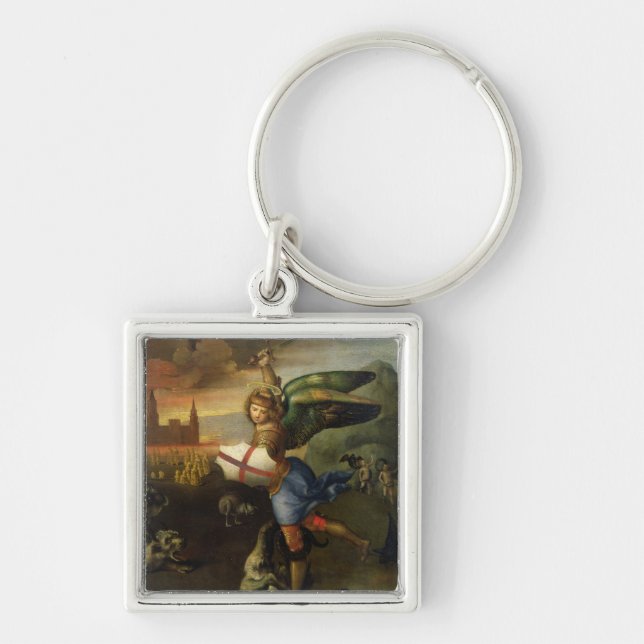 St Michael c.1503-05 Fyrkantig Silverfärgad Nyckelring (Framsidan)