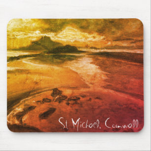 St Michael, Cornwall Beach Landscape Art Mousepad Musmatta