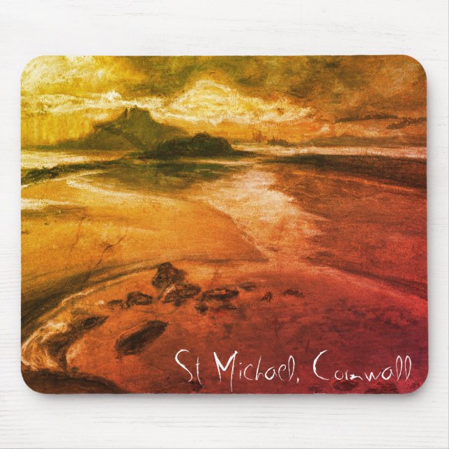 St Michael, Cornwall Beach Landscape Art Mousepad Musmatta (Framsidan)
