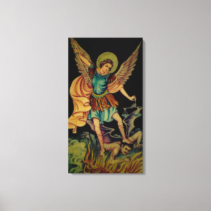 St Michael den ärkeängel slågna in kanvastrycke Canvastryck
