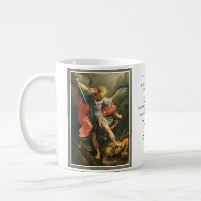 St Michael den kraftiga bönen för ärkeängel Kaffemugg (Vänster)