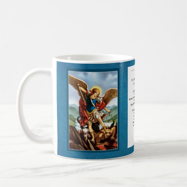 St Michael den kraftiga bönen för ärkeängel Kaffemugg (Vänster)