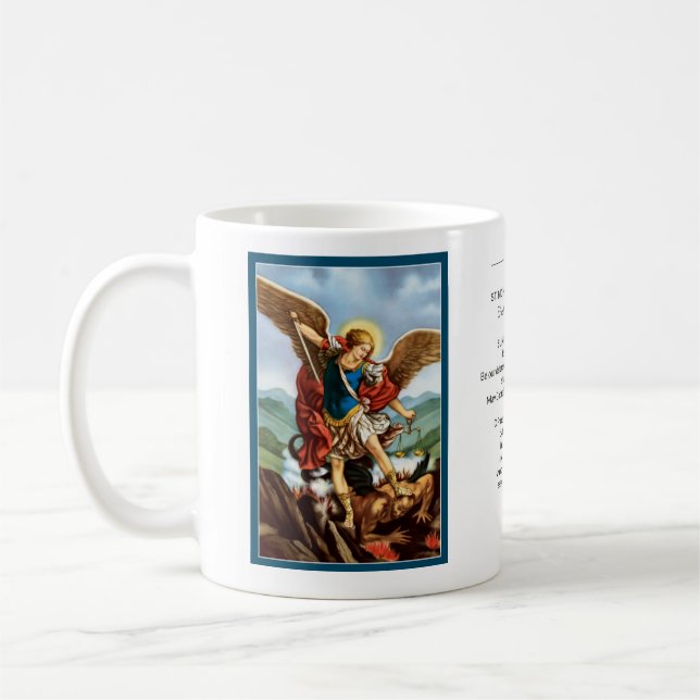 St Michael den kraftiga bönen för ärkeängel Kaffemugg (Vänster)