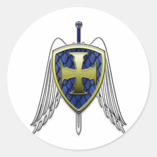 St Michael - Dragon Shield Runt Klistermärke