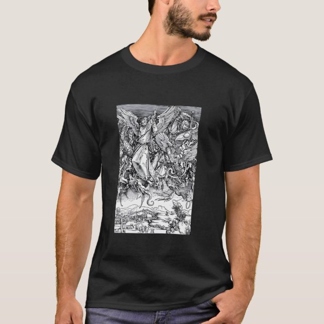 St Michael Fighting the Dragon av Albrecht Durer ( T Shirt (Framsida)