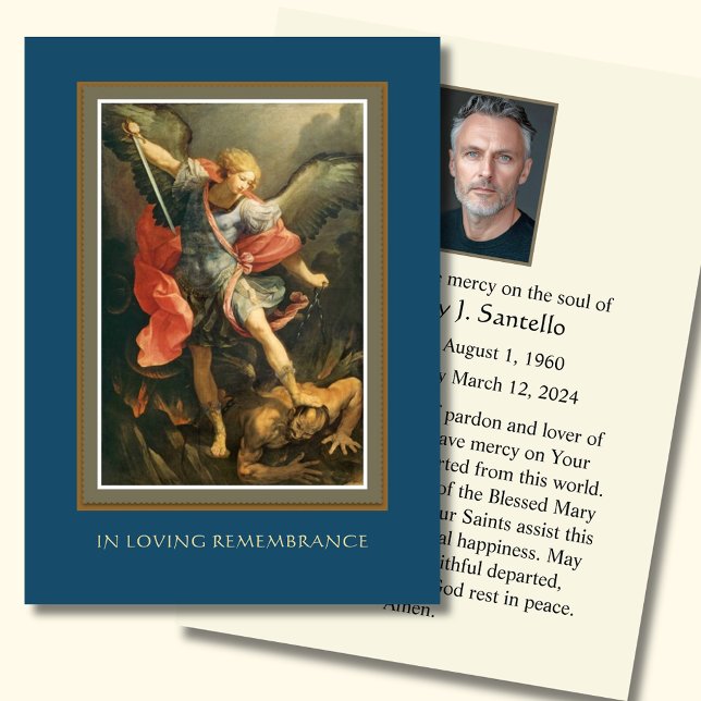 St. Michael Funeral Catholic Memorial Prayer Card Visitkort (Skapare uppladdad)